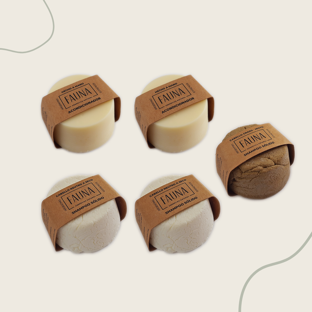 Pack familiar de shampoo y acondicionador sólido
